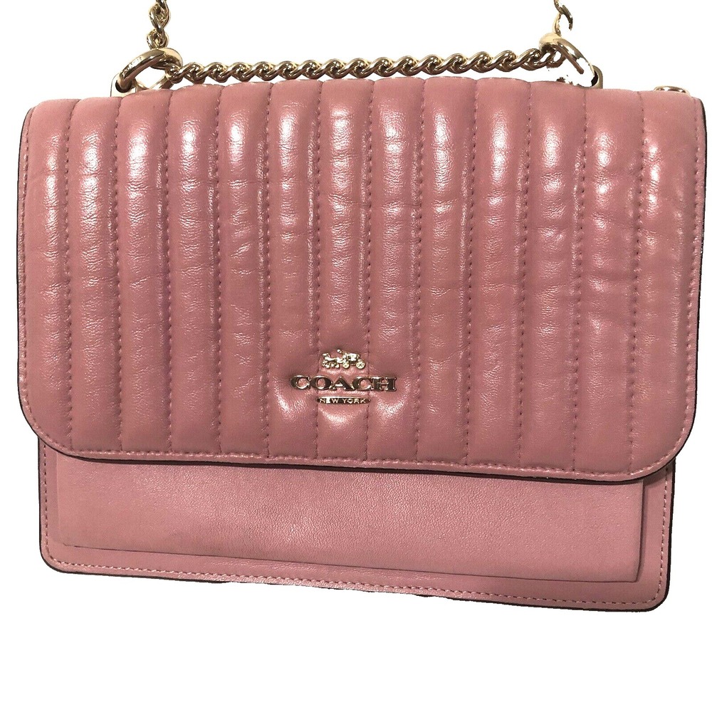 Coach Klare Chain Crossbody With Linear Quilting Flap PINK‎ 2561